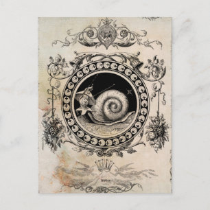 Vintage Snail Fairy Collage Art Postcard
