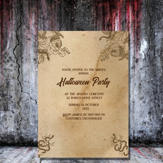 vintage  snakes gothic spooky halloween invitation (Creator Uploaded)