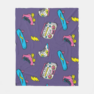 Vintage Sneakers Skateboard Retro Theme Fleece Blanket