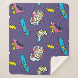 Vintage Sneakers Skateboard Retro Theme Sherpa Blanket