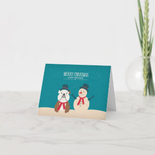Vintage SNORT Bulldog Christmas Card