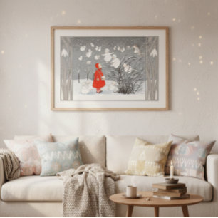 Vintage Snow Children and Angels Nursery  Poster