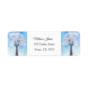 Vintage Snow Christmas Tree Festive Wedding Label