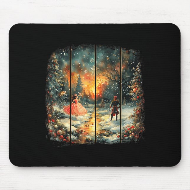 Vintage Snow Globe Nutcracker Christmas Coquette  Mouse Pad (Front)