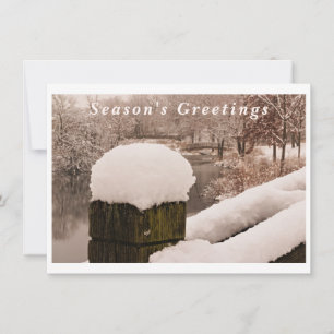 Vintage Snow Over Lake Bridges Winter Wonderland Holiday Card