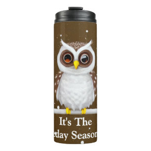Vintage Snow Owl Holiday Thermal Tumbler