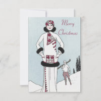 Vintage Snow Queen Christmas Card