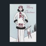 Vintage Snow Queen Christmas Card<br><div class="desc">Personalized Christmas cards,  featuring a stunning vintage ski scene in elegant Art Deco style. These cards are perfect for adding a touch of nostalgia and sophistication to your holiday greetings.

Reworked form a George Barbier illustration.</div>