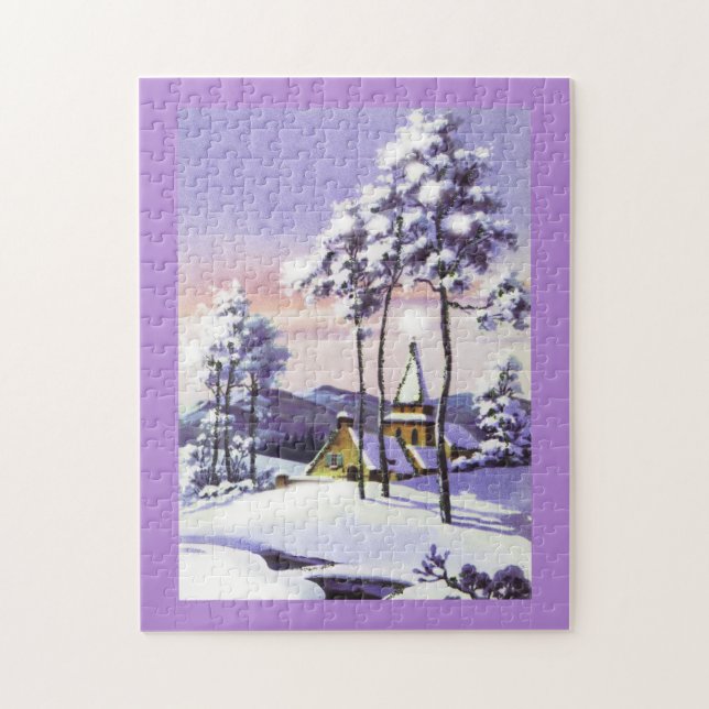 Vintage snow scene jigsaw puzzle (Vertical)