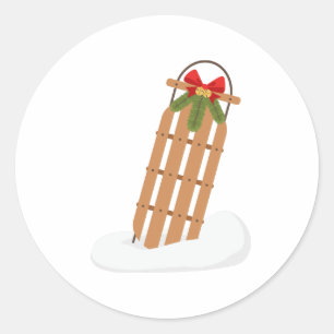 Vintage Snow Sled Classic Round Sticker