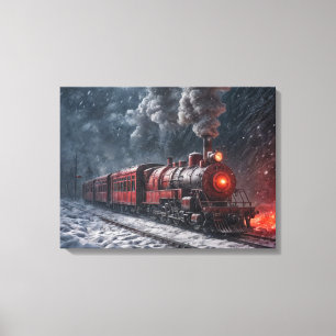 Vintage Snow Train Canvas Print
