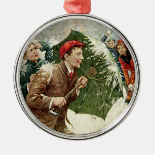 Vintage Snowballs & Umbrella Christmas Ornament