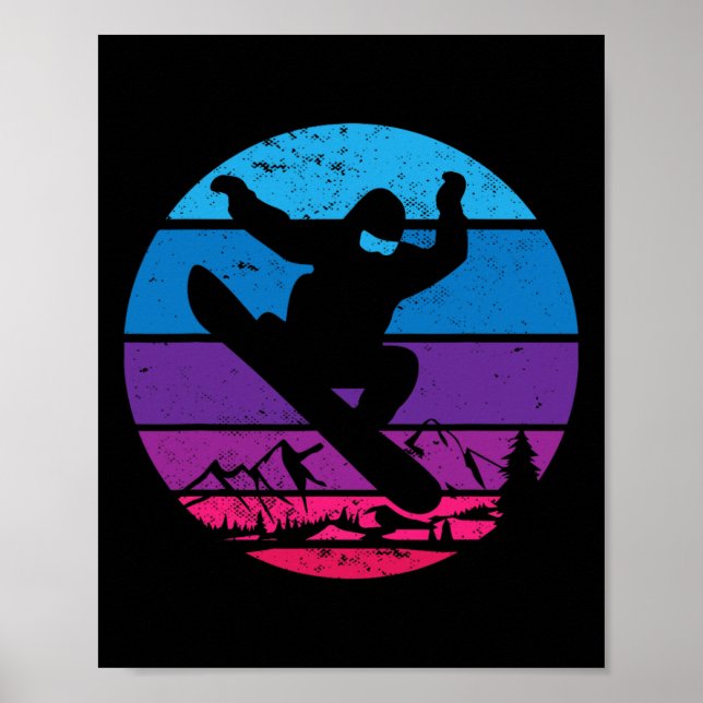 Vintage Snowboard Snowboarding Silhouette I Retro  Poster (Front)