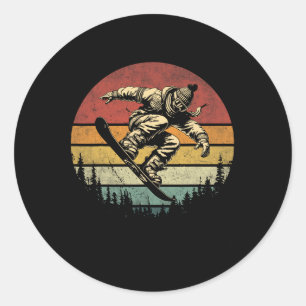 Vintage Snowboarder Graphic Retro Distressed Snowb Classic Round Sticker
