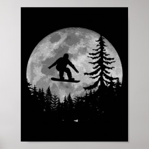 Vintage Snowboarding Moon Snow Snowboarder Gift  Poster