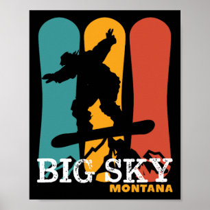 Vintage Snowboarding Resort Big Sky Montana Poster