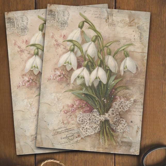 Vintage Snowdrop Bouquet Decoupage Ephemera Tissue Paper (Creator Uploaded)
