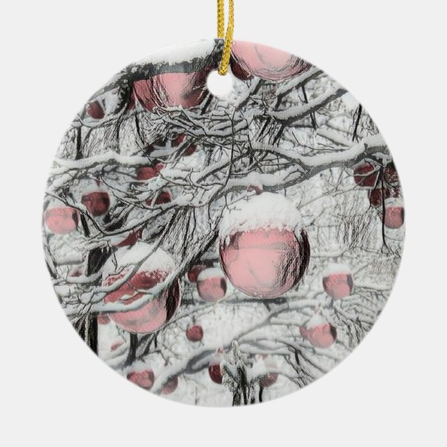 Vintage Snowed Trees with ornaments drawing  (Front)