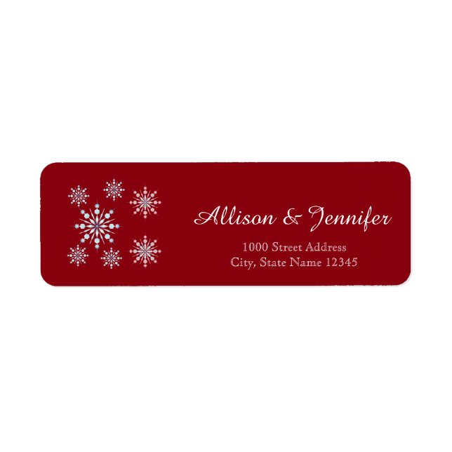 Vintage Snowflake Holiday Red Étiquette Adresse (Devant)