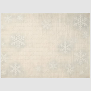 Vintage Snowflake Script Winter Decoupage Paper