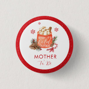Vintage Snowflake Smore Mother To Be Baby Shower 1 Inch Round Button