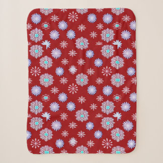 Vintage Snowflakes on Red Sherpa Blanket