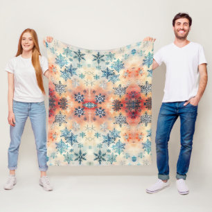 Vintage Snowflakes Pattern - Fleece Blanket