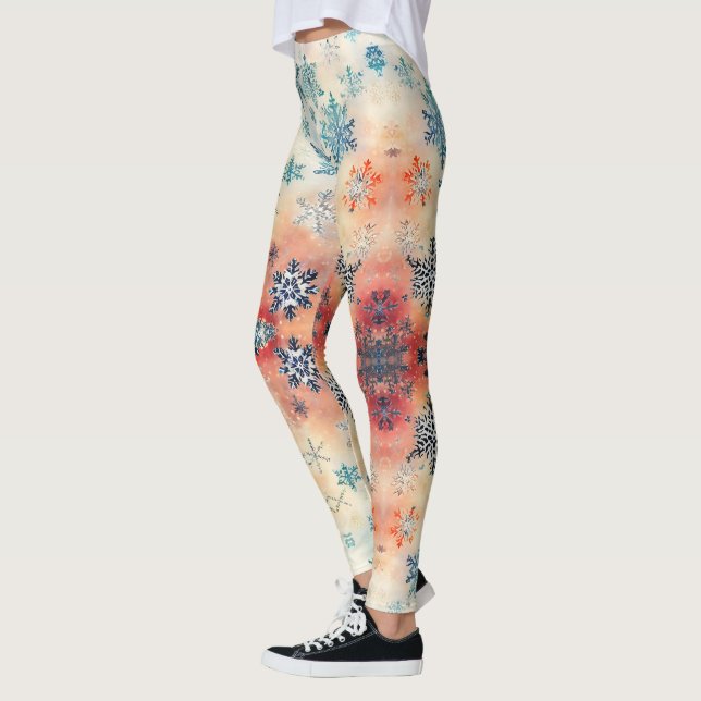 Vintage Snowflakes Pattern - Leggings (Left)