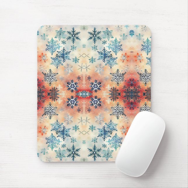 Vintage Snowflakes Pattern - Mousepad (With Mouse)