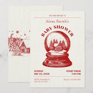 Vintage Snowglobe Christmas baby shower Invitation