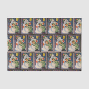 Vintage snowman child party tissue paper