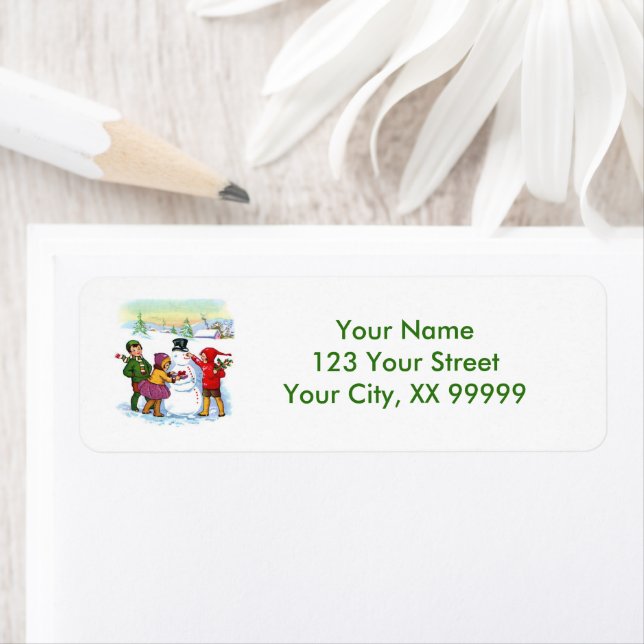 Vintage Snowman Christmas Address Labels (Insitu)