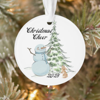 Vintage snowman christmas cheer ornament