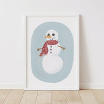 Vintage Snowman Christmas Decor Poster<br><div class="desc">Decorate for the holidays with this adorable illustrated snowman print,  featuring muted colours in festive tones.</div>