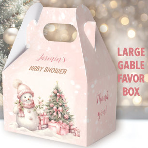 Vintage Snowman Christmas Girl Baby Shower Large Favor Box