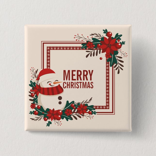 Vintage Snowman Christmas Holiday | Pin Button (Front)