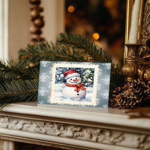 Vintage Snowman Christmas Postage Stamp Holiday Postcard