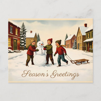 Vintage Snowman Christmas Postcard