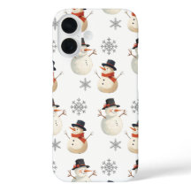 Vintage Snowman Christmas Snowflakes iPhone Case