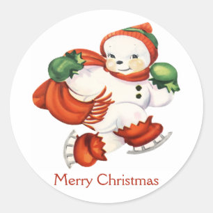 Vintage Snowman Christmas Stickers