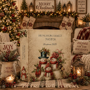 Vintage Snowman Family Christmas Photo Album Binder