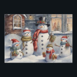 Vintage Snowman Family Merry Christmas Holiday Card<br><div class="desc">Vintage Christmas holiday greeting card with a painting of a family of snowmen. Personalized on the back with your message and name. Contact me for assistance with your customization or to request additional matching or coordinating Zazzle products.</div>