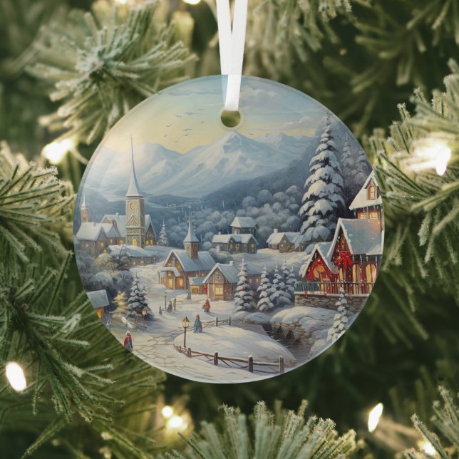 Vintage Snowman  Glass Ornament (Insitu)