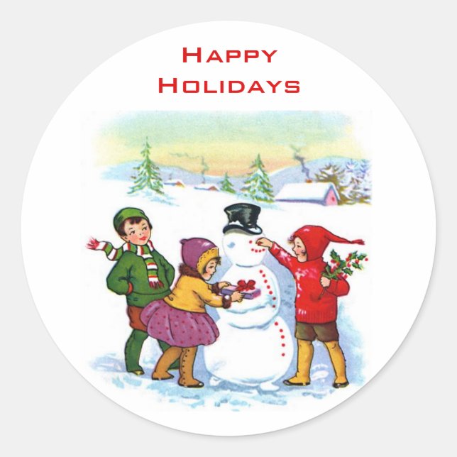 Vintage Snowman Holiday Stickers (Front)