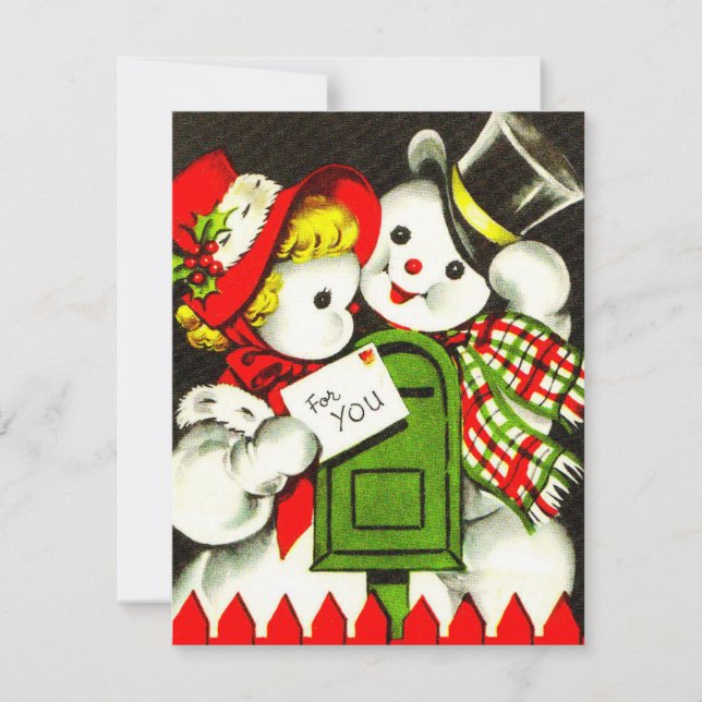 Vintage Snowman Love Holiday Card (Front)