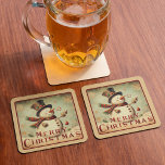Vintage Snowman - Merry Christmas paper coaster<br><div class="desc">Protect your surfaces in style with the Vintage Snowman - Merry Christmas paper coasters. These charming coasters feature a vintage snowman design that adds a touch of nostalgia to your holiday décor. Made with high-quality paper, these coasters are not only functional but also a delightful addition to your Christmas gatherings....</div>