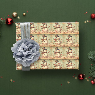 Vintage Snowman - Merry Christmas wrapping paper