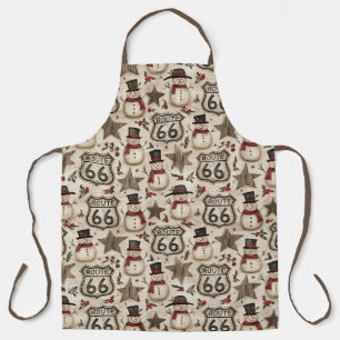 Vintage Snowman Mother Road Kitchen Apron