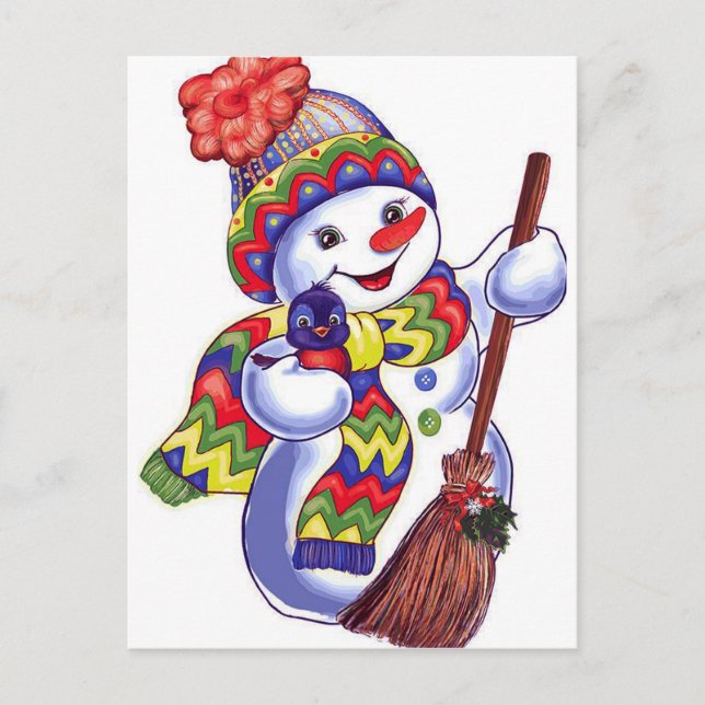 Vintage Snowman Postcard (Front)
