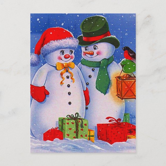 Vintage Snowman Postcard (Front)